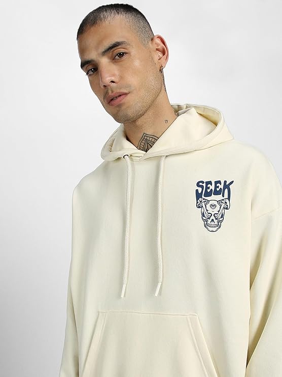 Cotton Poly Fleece Oversized Hooded-White-XXL